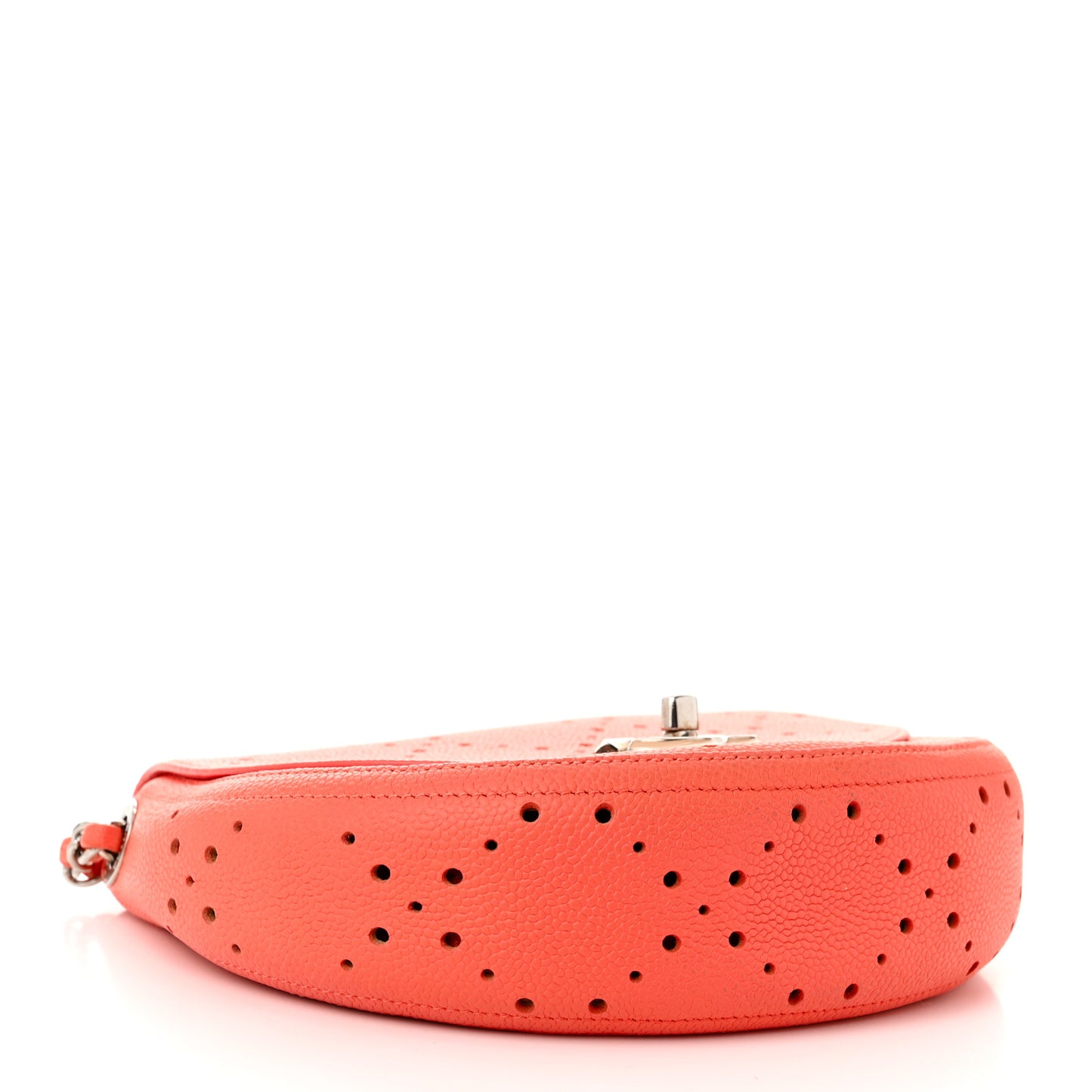 Caviar Perforated Messenger Bag Coral