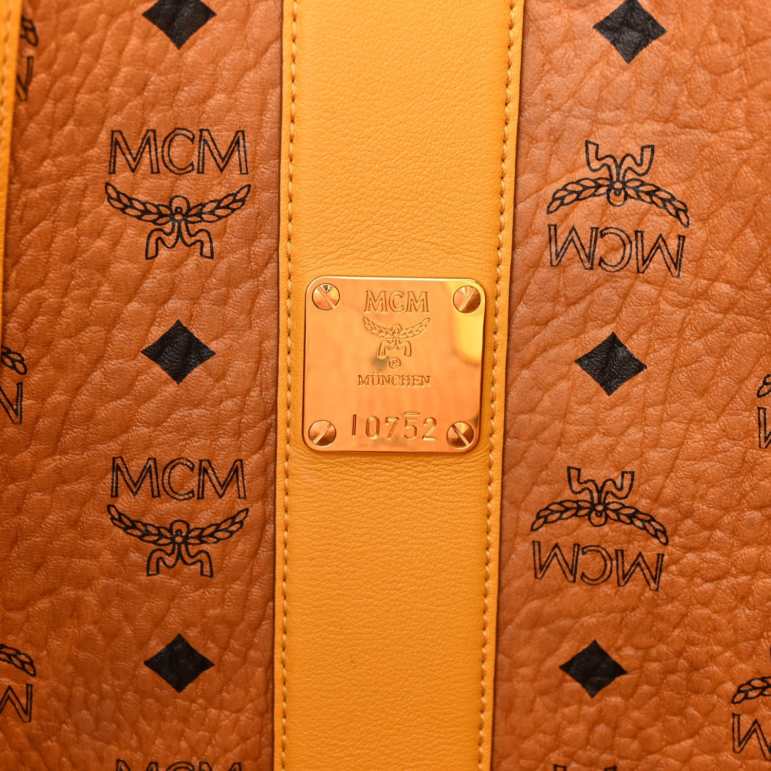 MCM Visetos Medium Liz Reversible Shopper Tote Cognac Yellow 10 of 16