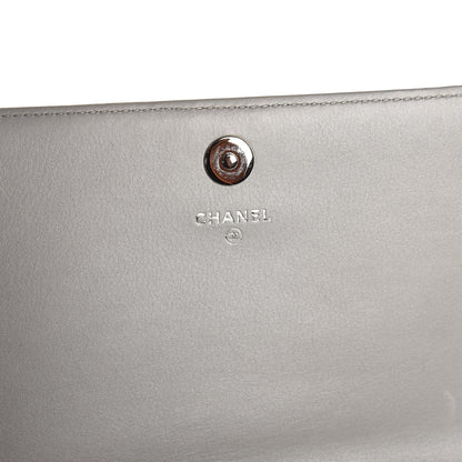 Chanel Calfskin Chevron Quilted Boy Wallet On Removable Chain WOC Grey 7 of 11
