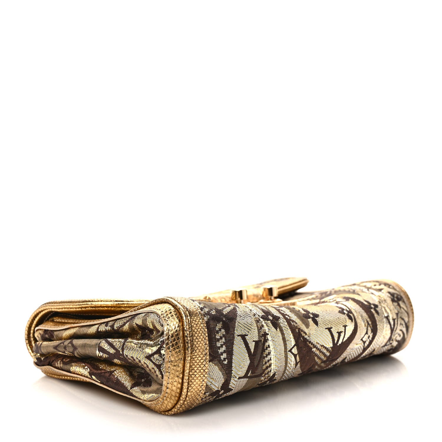 Louis Vuitton Monogram Brocade Thalie Clutch Gold 4 of 6