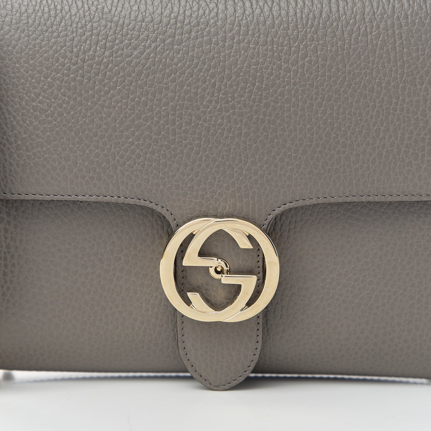 Dollar Calfskin Interlocking G Top Handle Shoulder Bag Loess