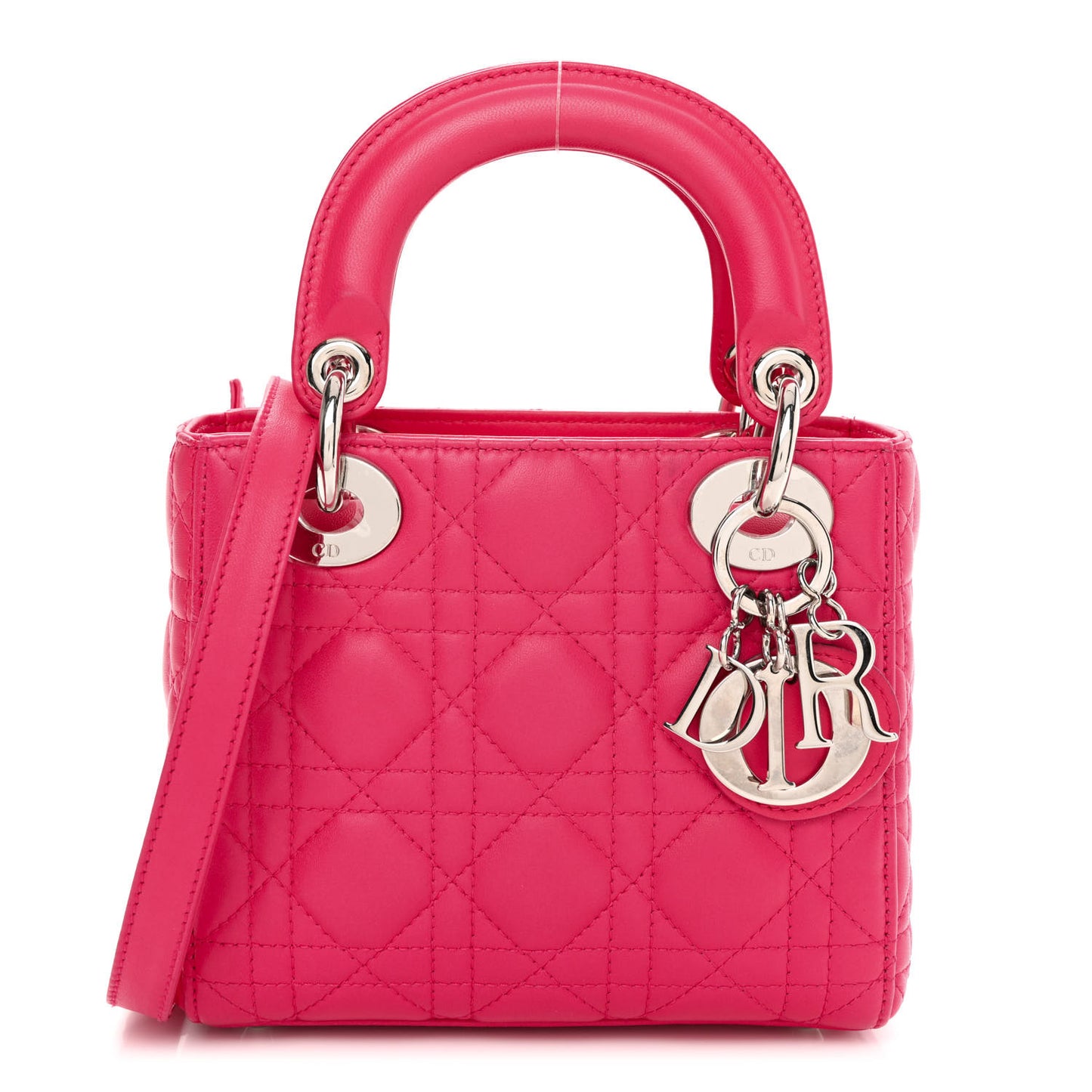 Lambskin Cannage Mini Lady Dior Fuchsia
