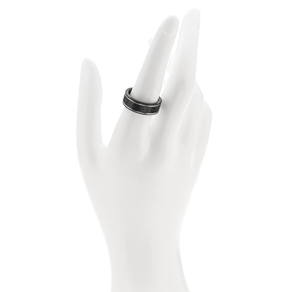Gucci Black Synthetic Corundum 18K White Gold 7mm Icon Band Ring 57 8 2 of 8