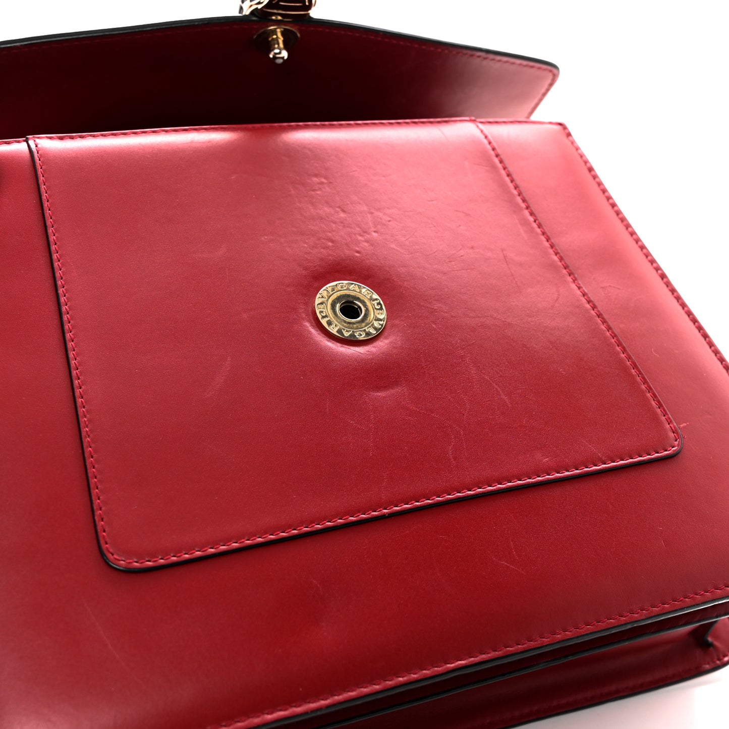 Calfskin Large Serpenti Forever Top Handle Red