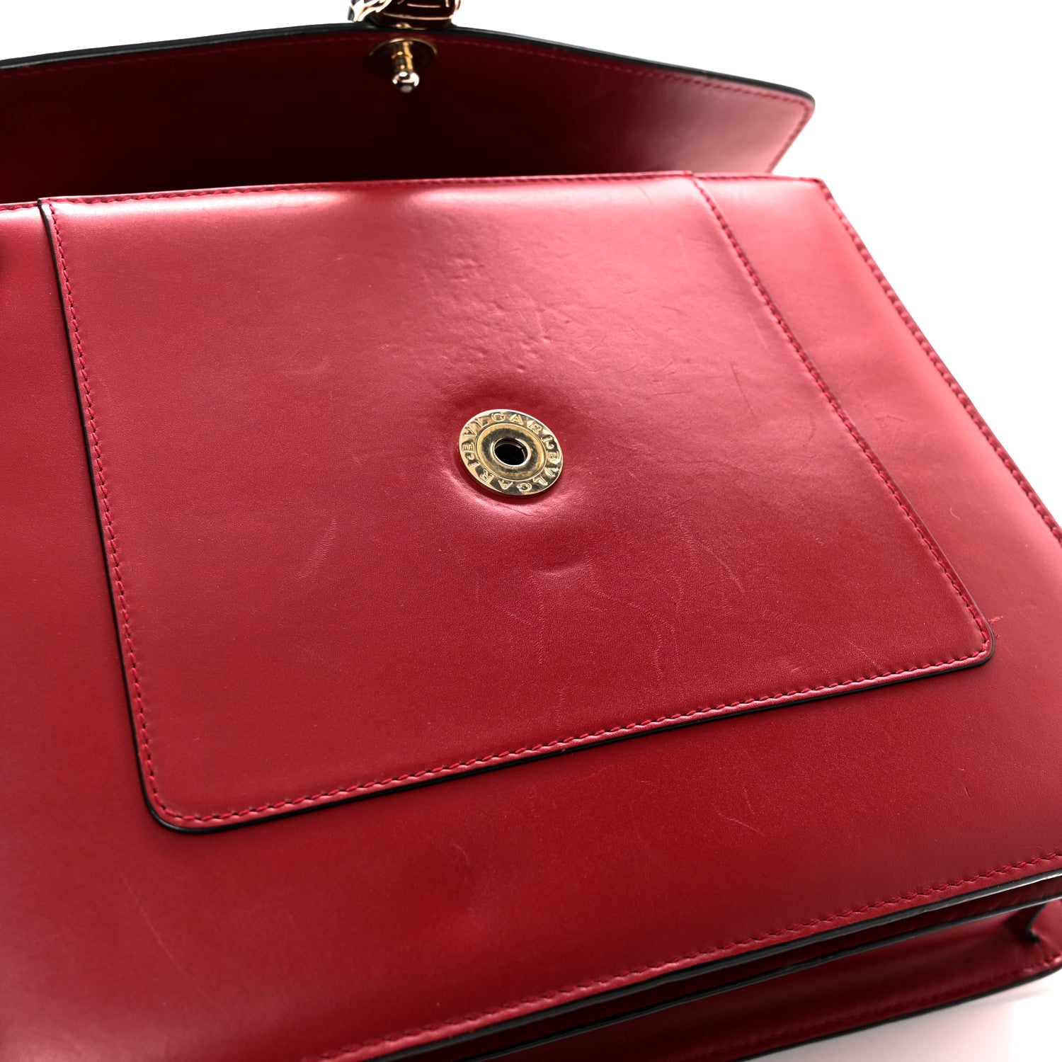 Bulgari Calfskin Large Serpenti Forever Top Handle Red 13 of 13