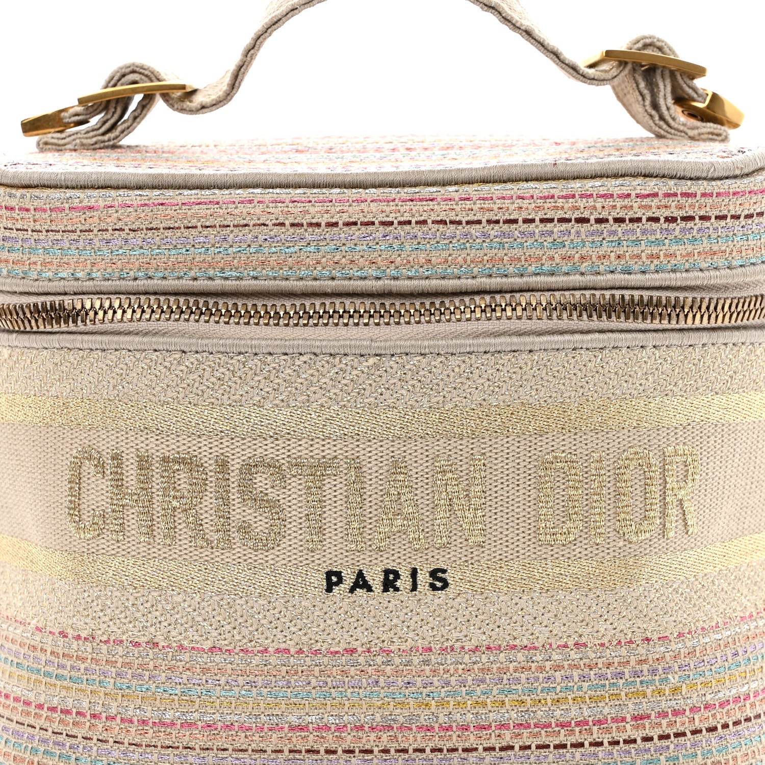 Christian Dior Canvas Embroidered Stripes Diortravel Vanity Case Multicolor 7 of 10