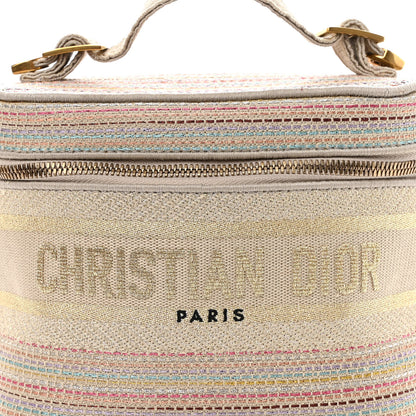 Christian Dior Canvas Embroidered Stripes Diortravel Vanity Case Multicolor 7 of 10