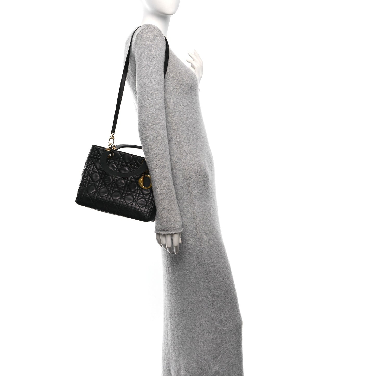 Lambskin Cannage Medium Lady Dior Black