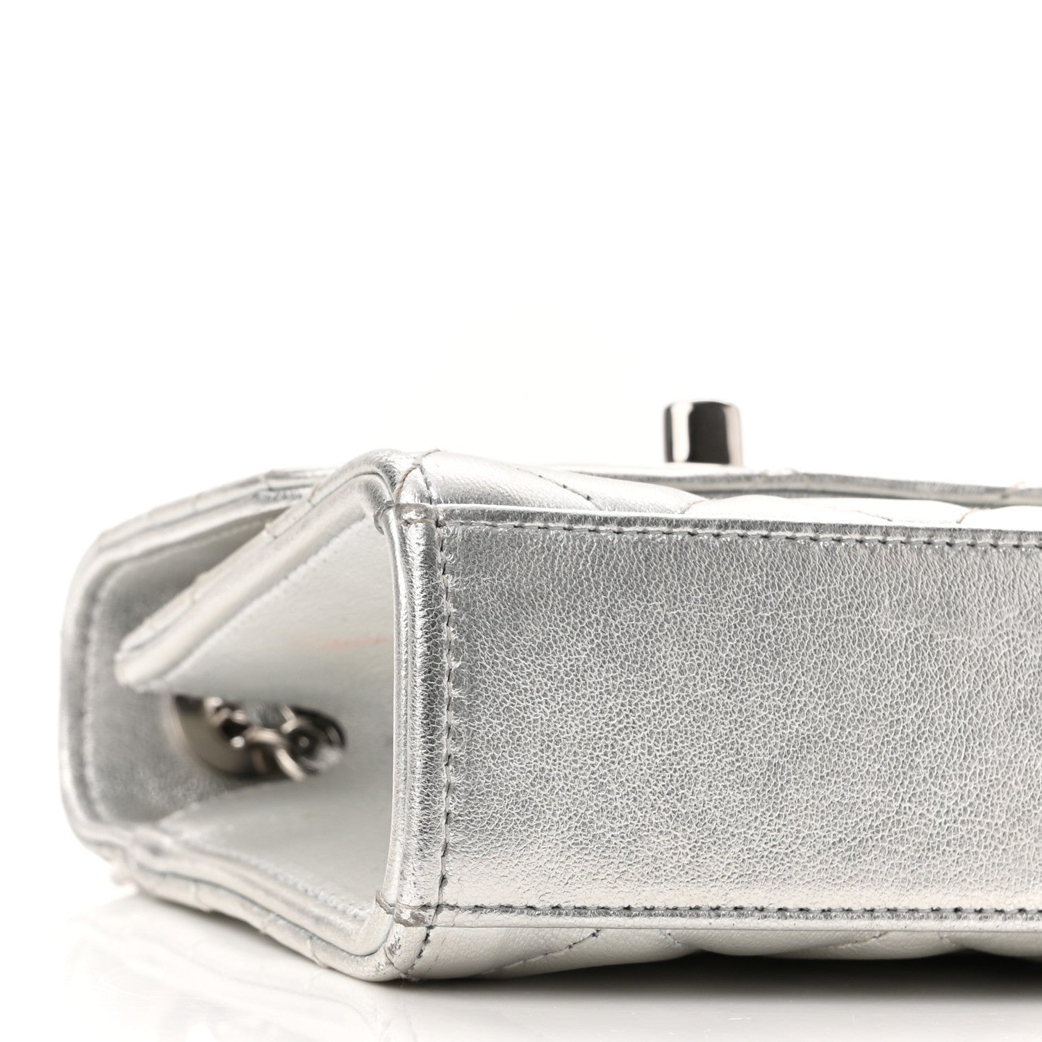 Chanel Metallic Lambskin Quilted Mini Trendy CC Clutch With Chain Silver 9 of 11