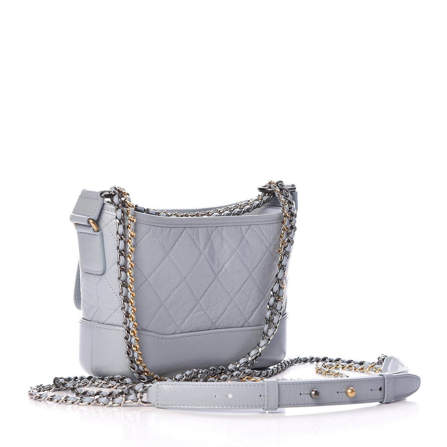 Aged Calfskin Quilted Small Gabrielle Hobo Light Blue