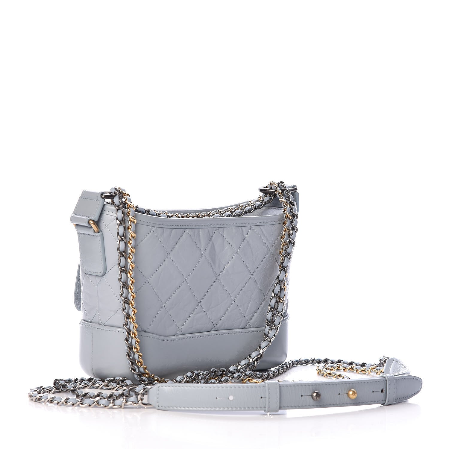 Chanel Aged Calfskin Quilted Small Gabrielle Hobo Light Blue 3 of 11