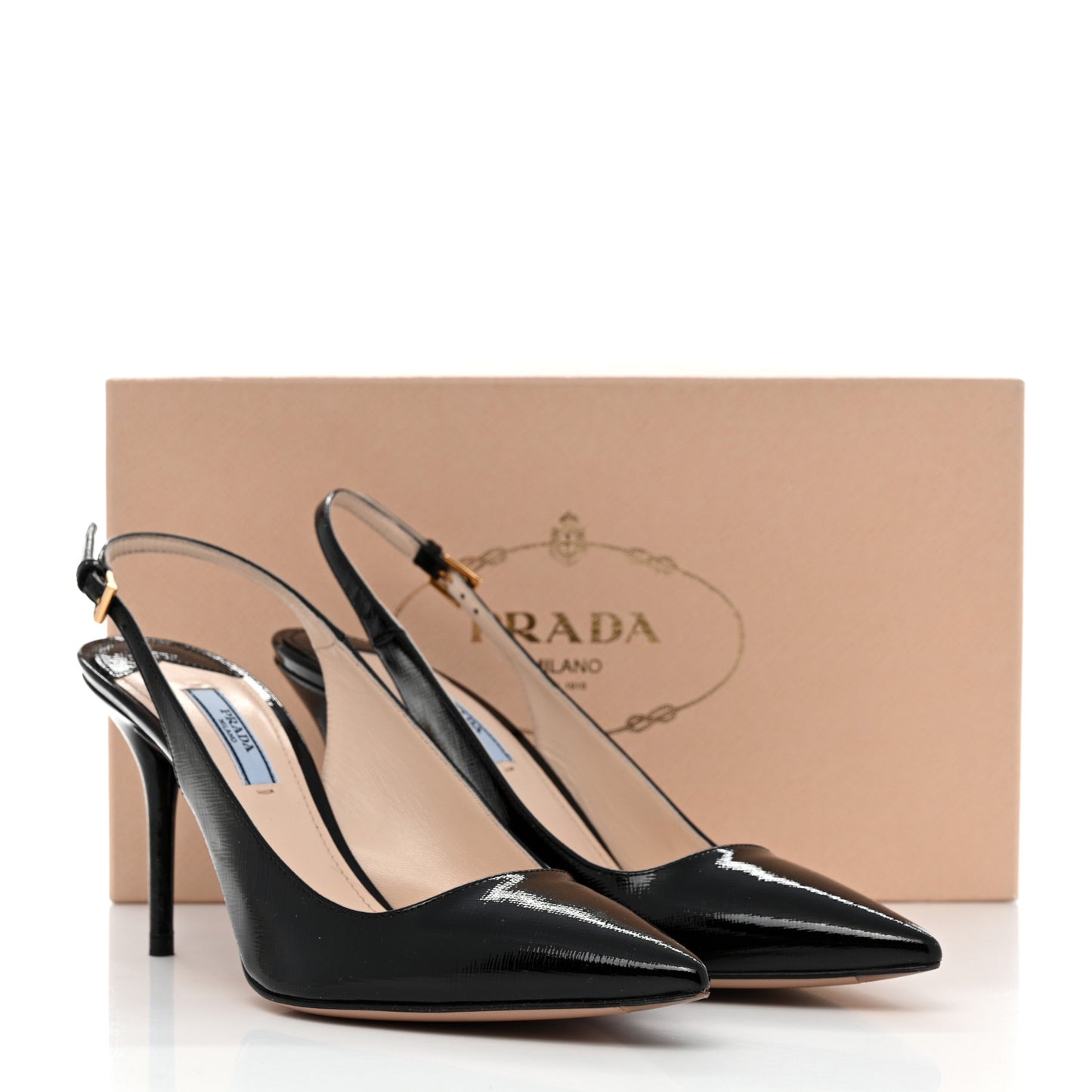 Saffiano Vernice Slingback Pumps 39 Black