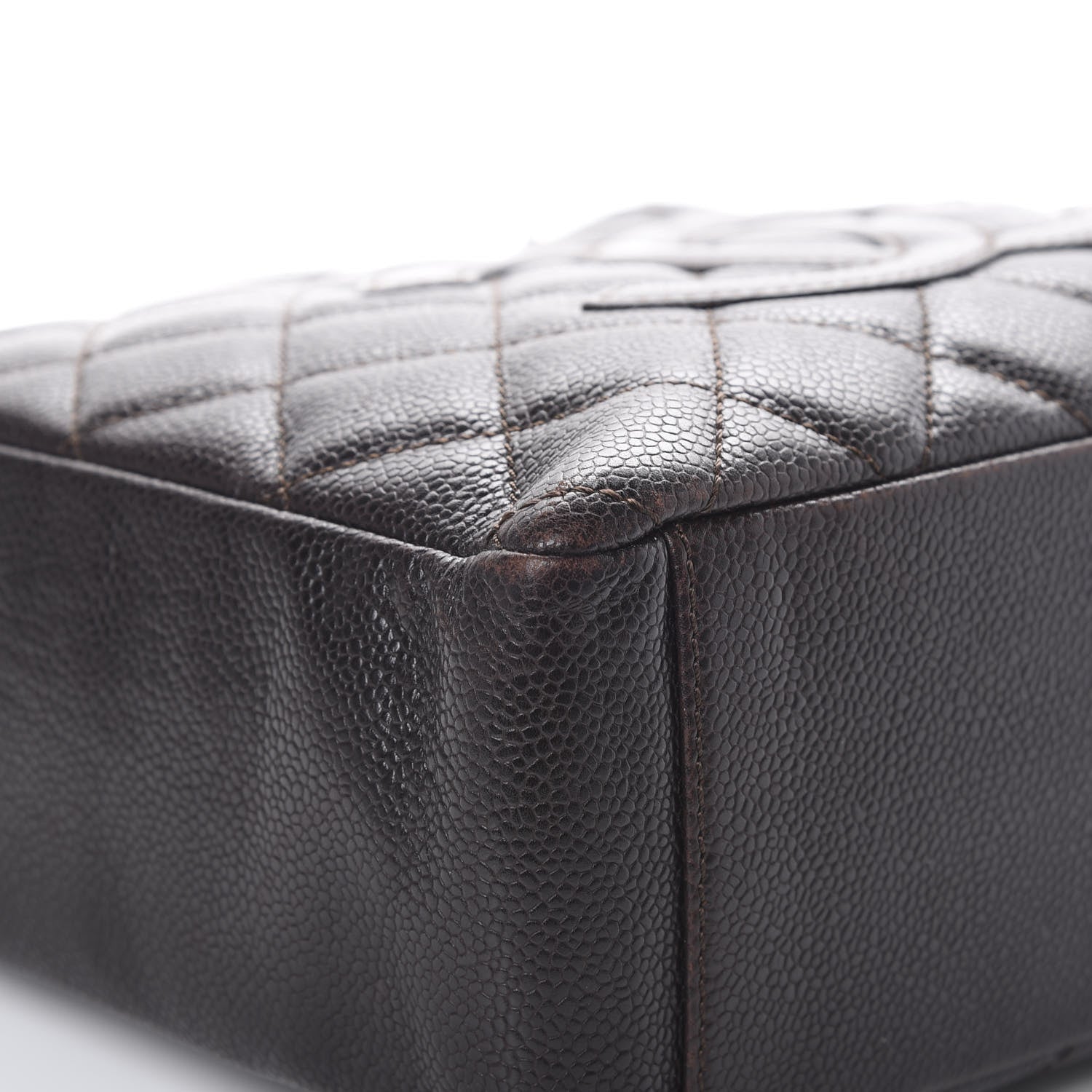 Chanel Caviar Petit Shopping Tote PST Dark Brown 8 of 15