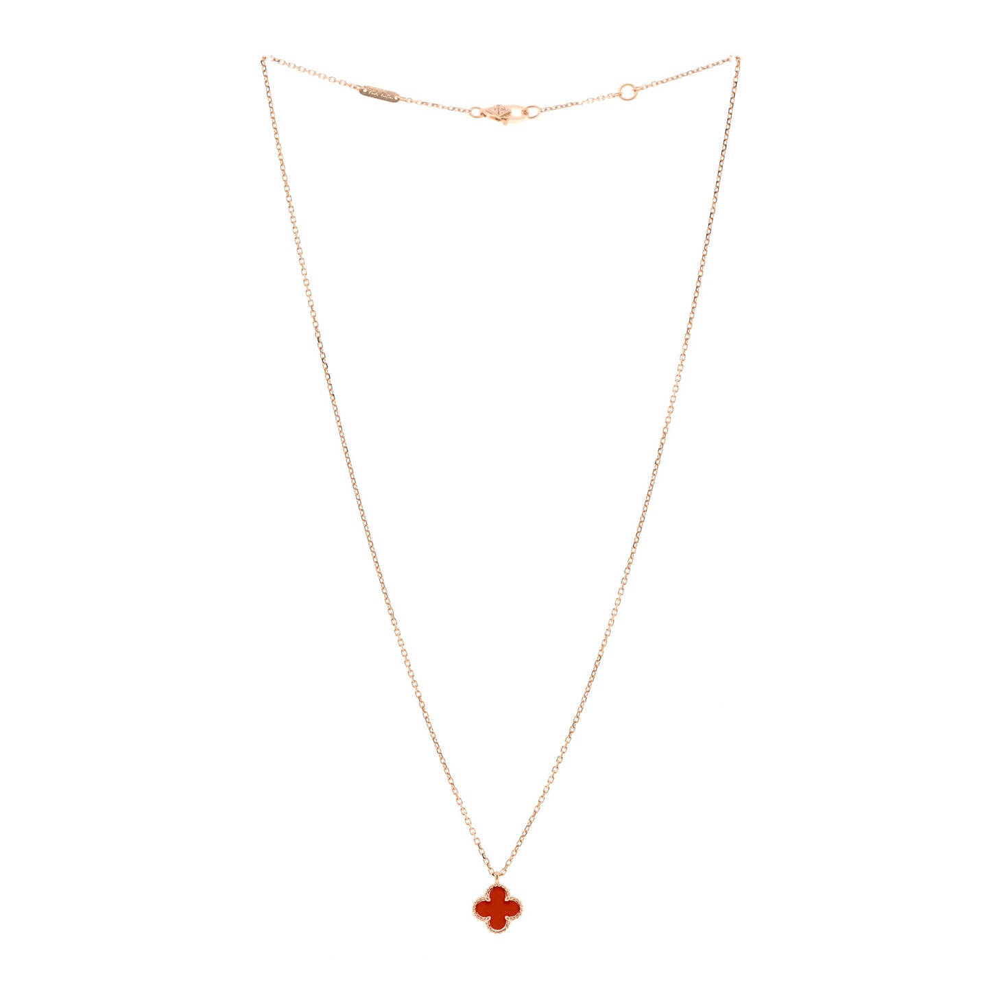 18K Rose Gold Carnelian Sweet Alhambra Pendant Necklace