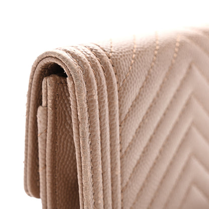 Chanel Caviar Chevron Quilted Boy Card Holder Dark Beige 10 of 11