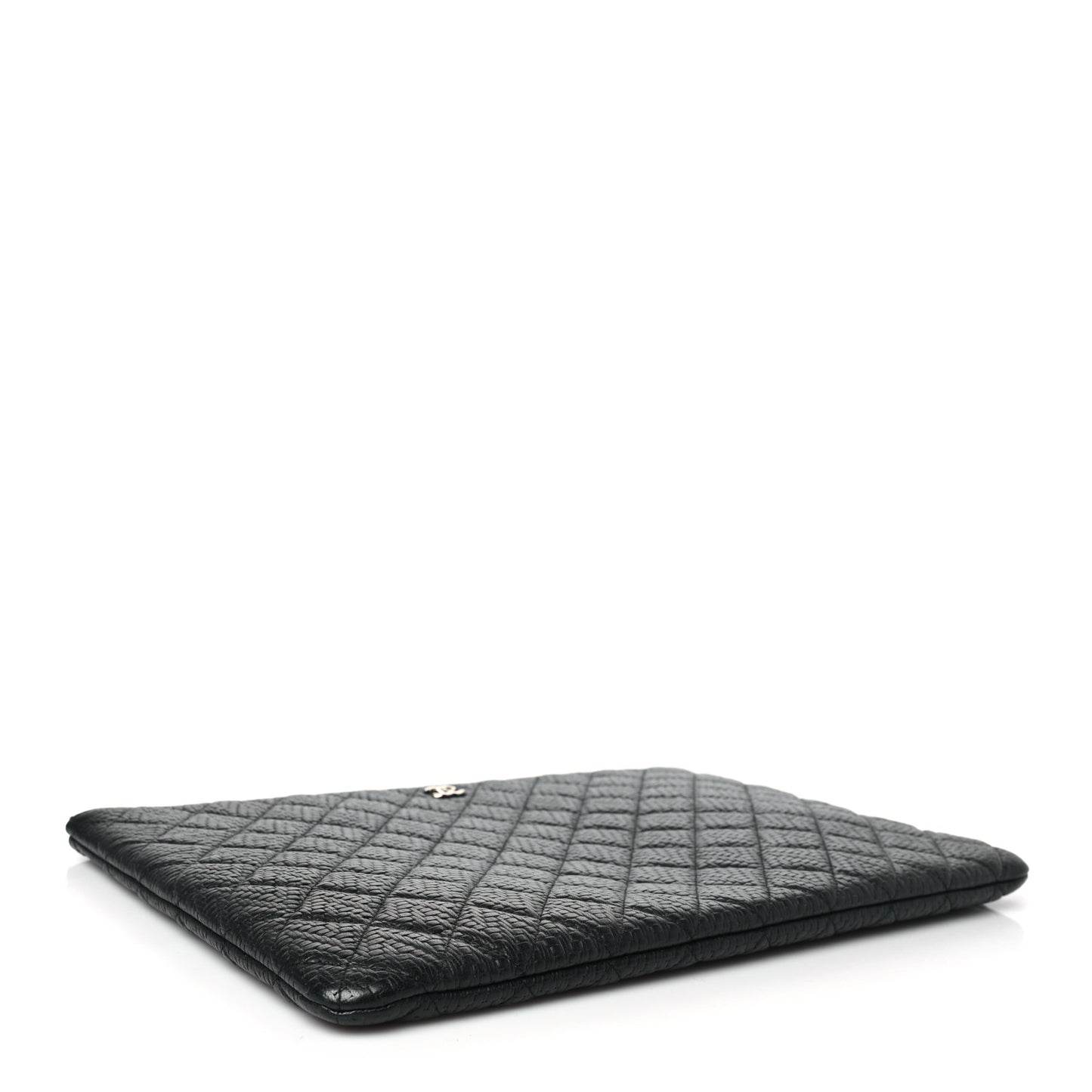 Calfskin Braided Large Cosmetic Case Black