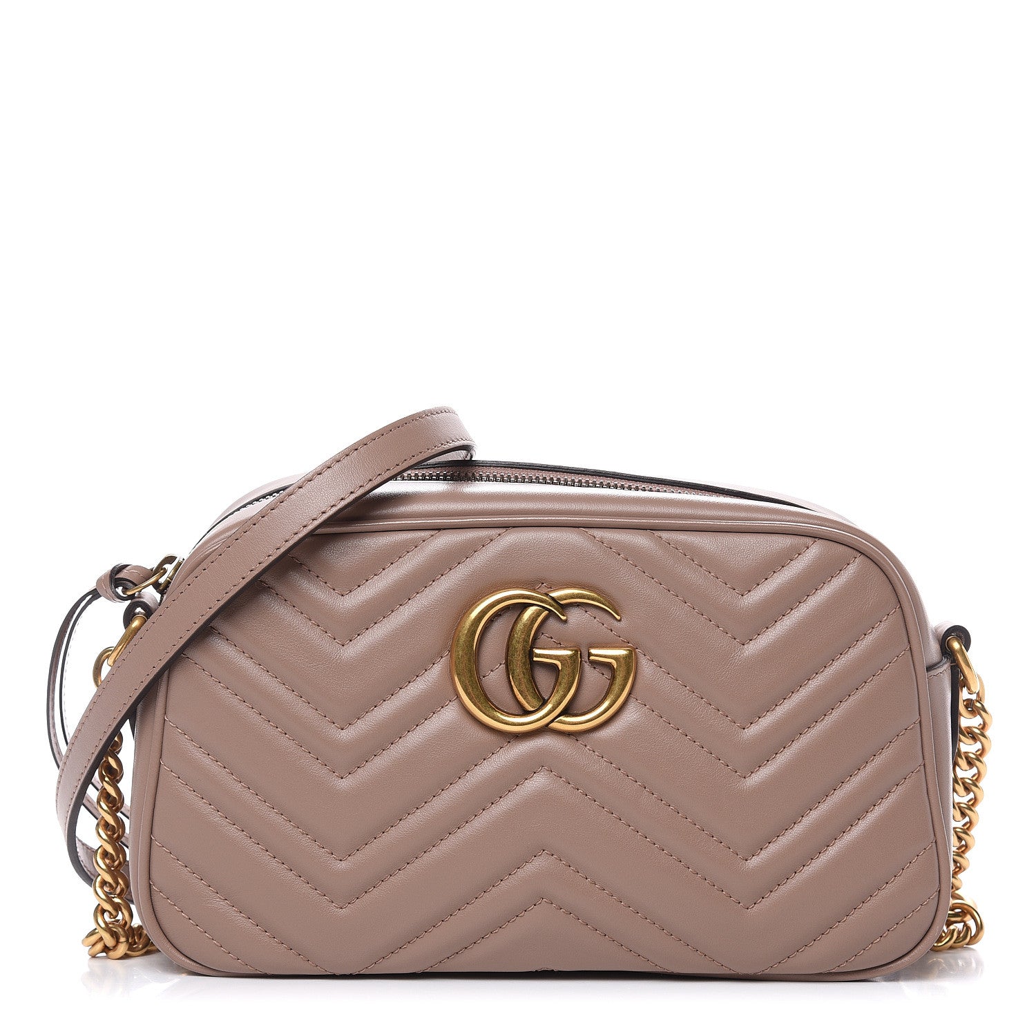 Gucci Calfskin Matelasse Small GG Marmont Chain Shoulder Bag Porcelain Rose 1 of 9