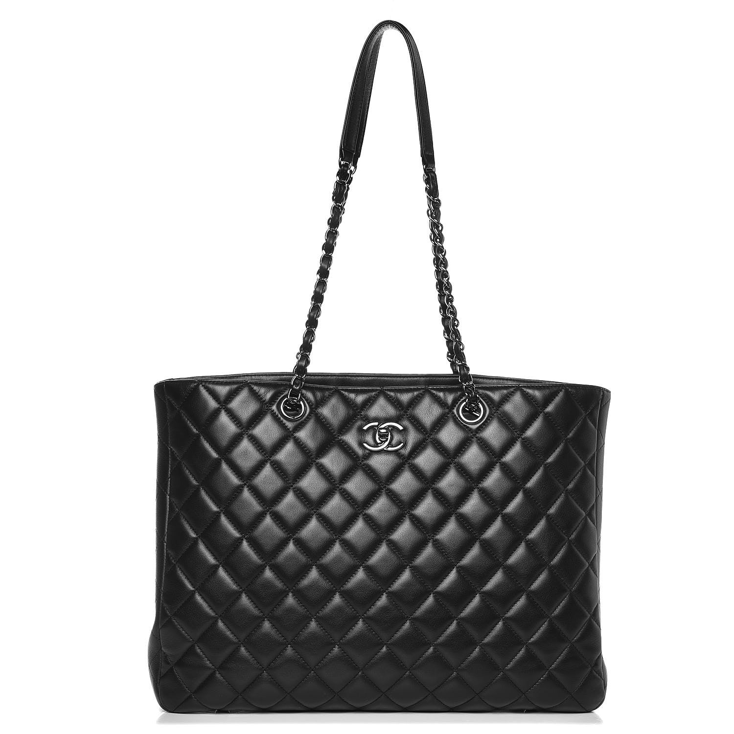 Chanel Calfskin Quilted Large CC Shopping Tote Black 1 of 12