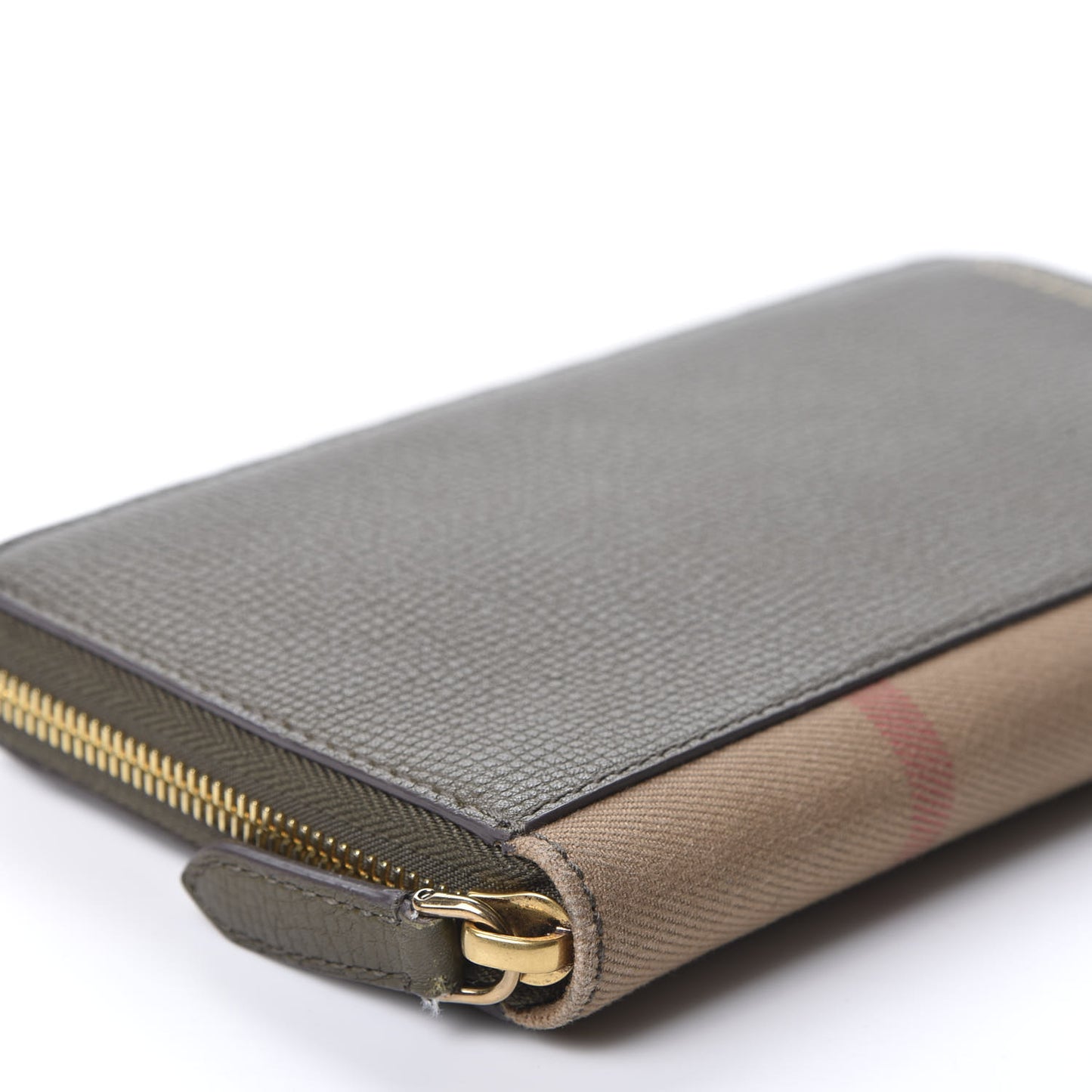 House Check Calfskin Renfrew Long Zip Around Wallet Green