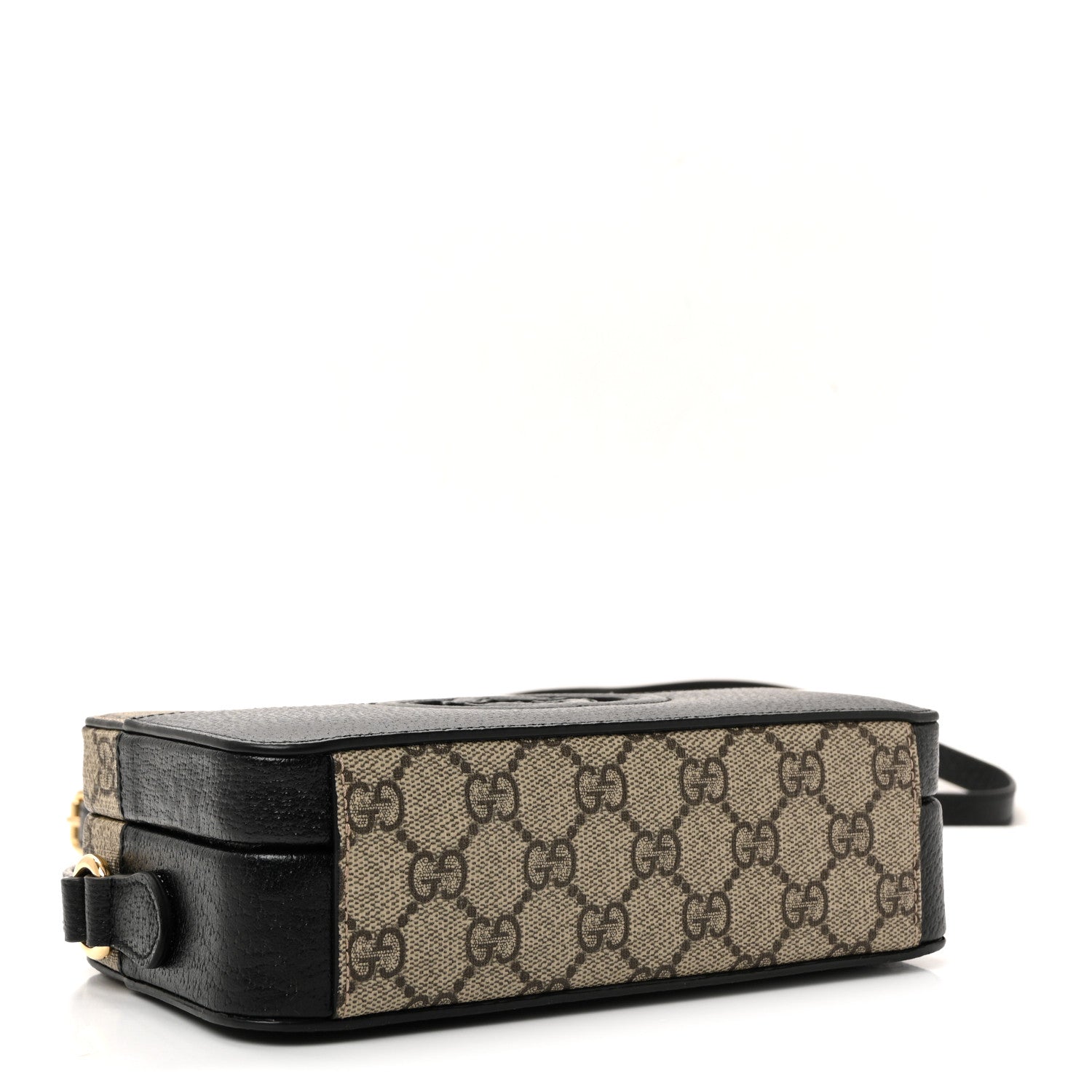 Gucci GG Supreme Monogram Textured Dollar Calfskin Mini New Basket Shoulder Bag Beige Ebony Black 4 of 9