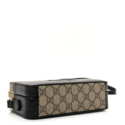 Gucci GG Supreme Monogram Textured Dollar Calfskin Mini New Basket Shoulder Bag Beige Ebony Black 4 of 9
