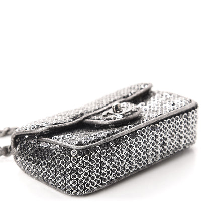 Chanel Sequin Micro Flap Dark Silver 4 of 12