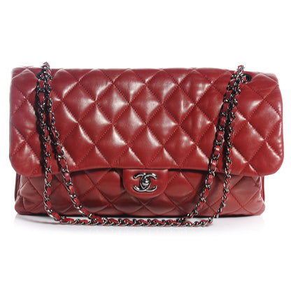 Chanel Lambskin Maxi Quilted 3 Flap Bag Dark Red 1 of 8