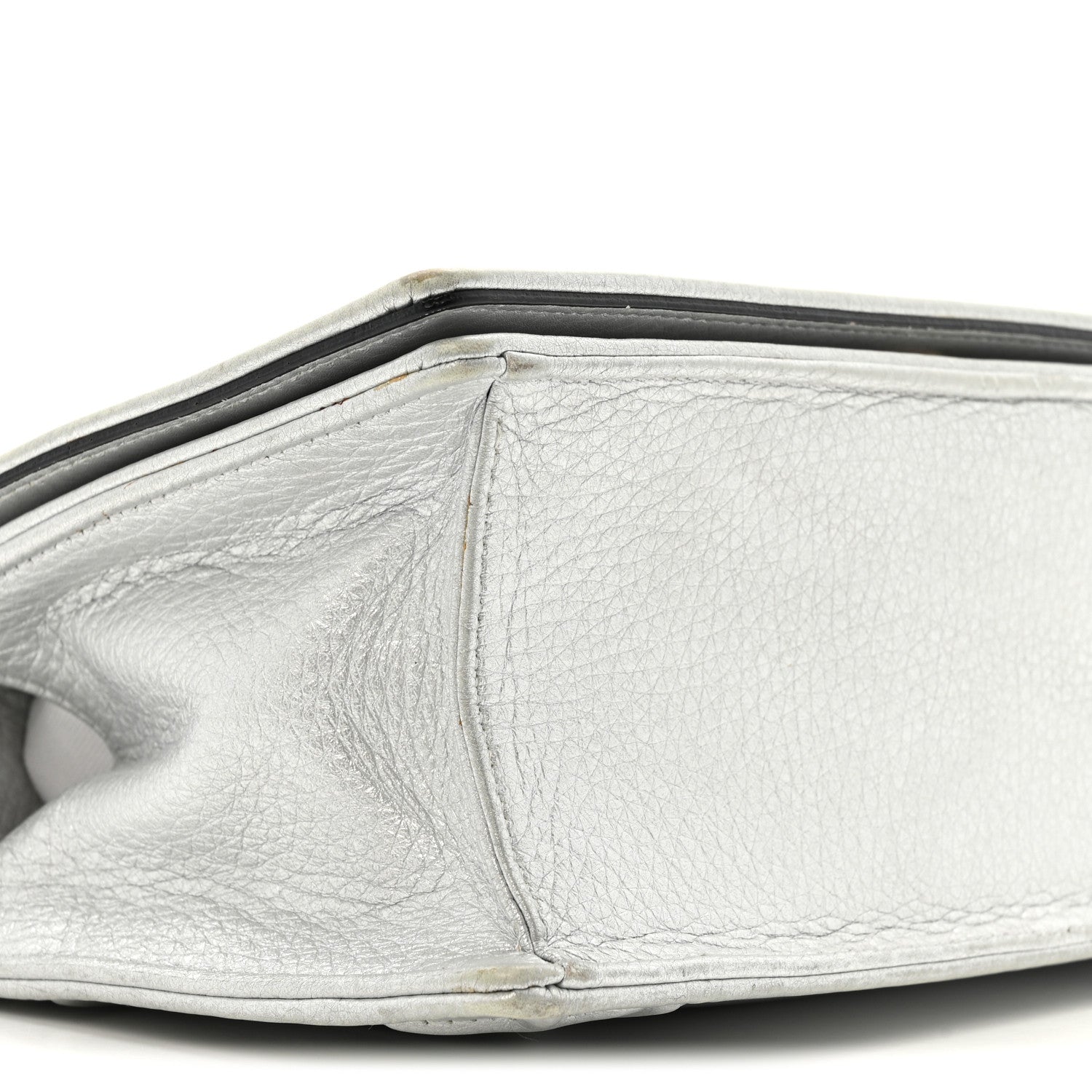 Christian Dior Metallic Grained Calfskin Diorama Wallet on Chain Pouch Silver 9 of 13