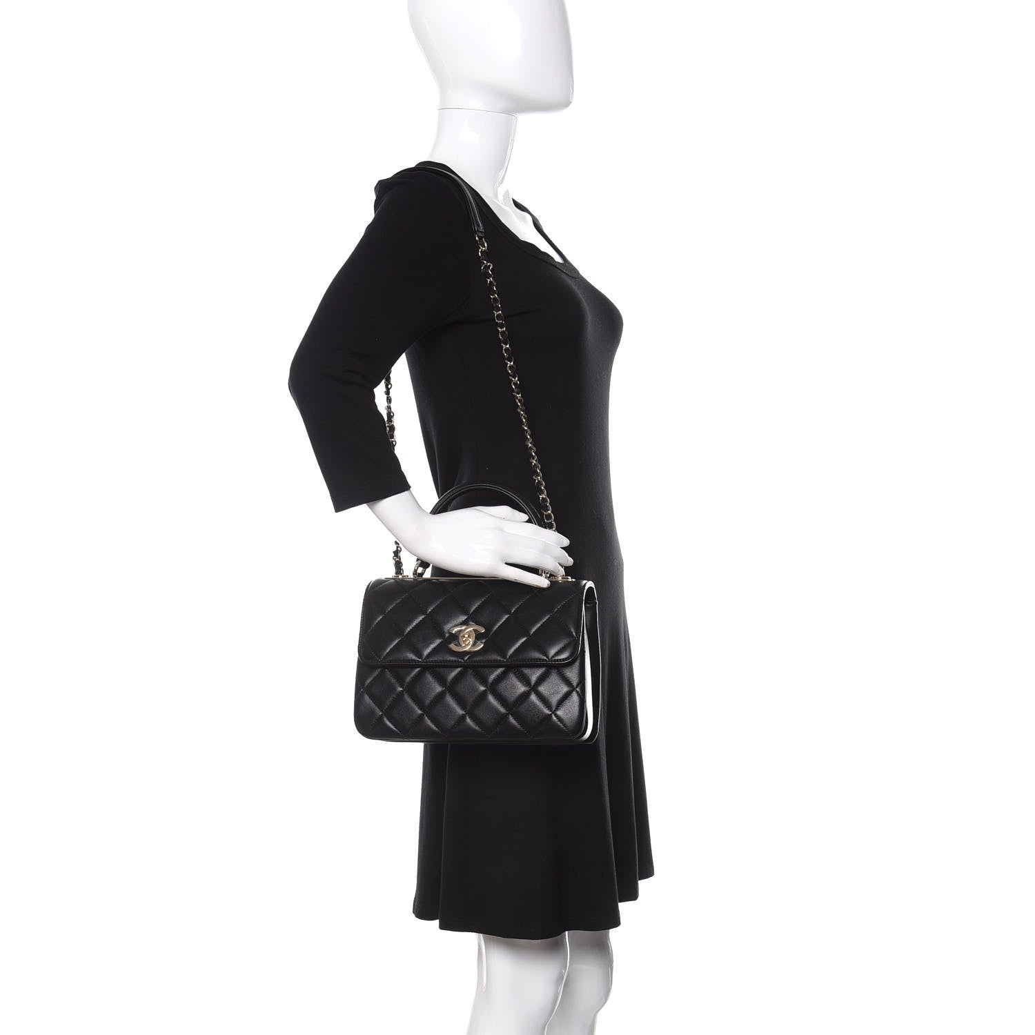 Chanel Lambskin Quilted Small Trendy CC Dual Handle Flap Bag Black 2 of 11