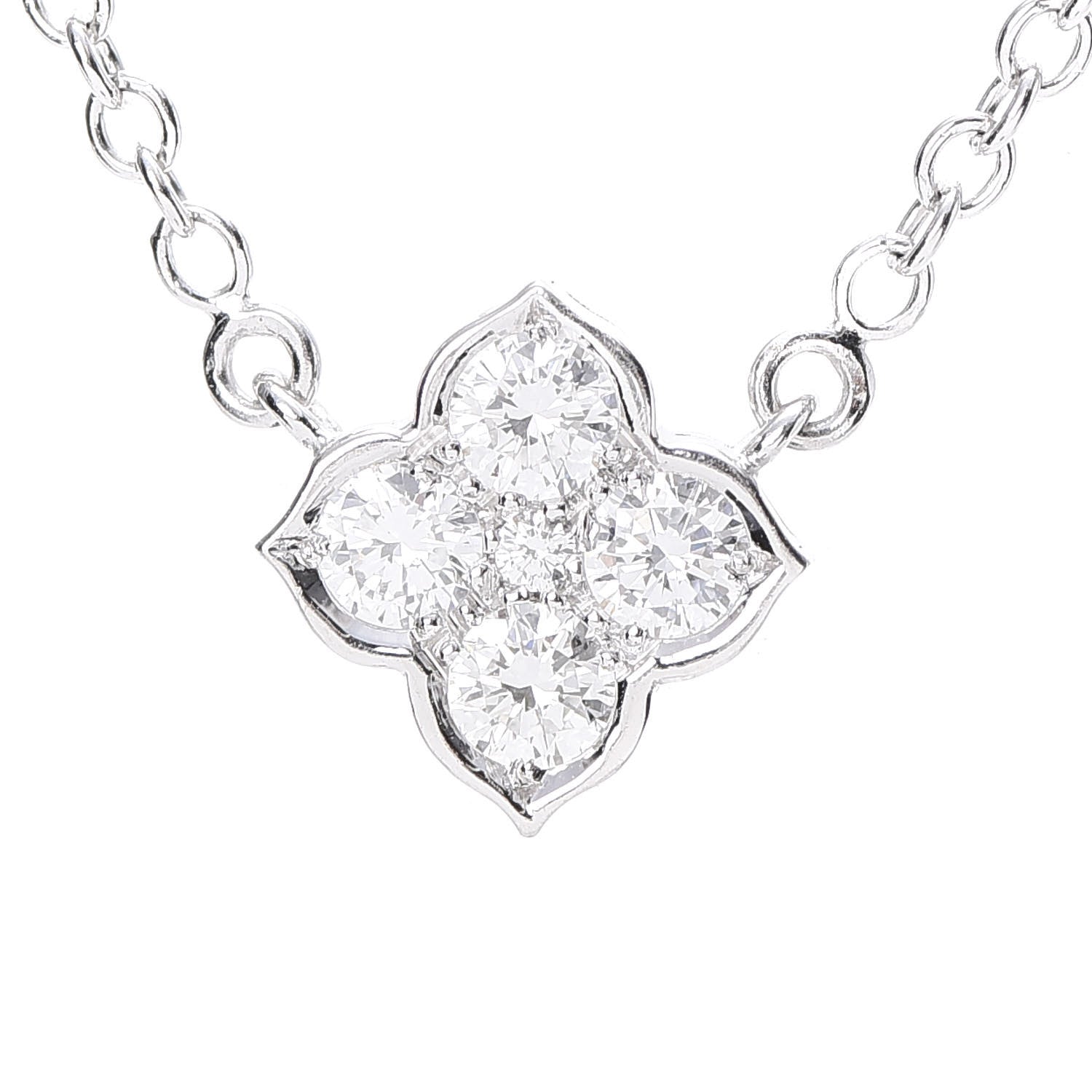 Cartier 18K White Gold Diamond .41ctw Hindu Floral Pendant Necklace 4 of 6