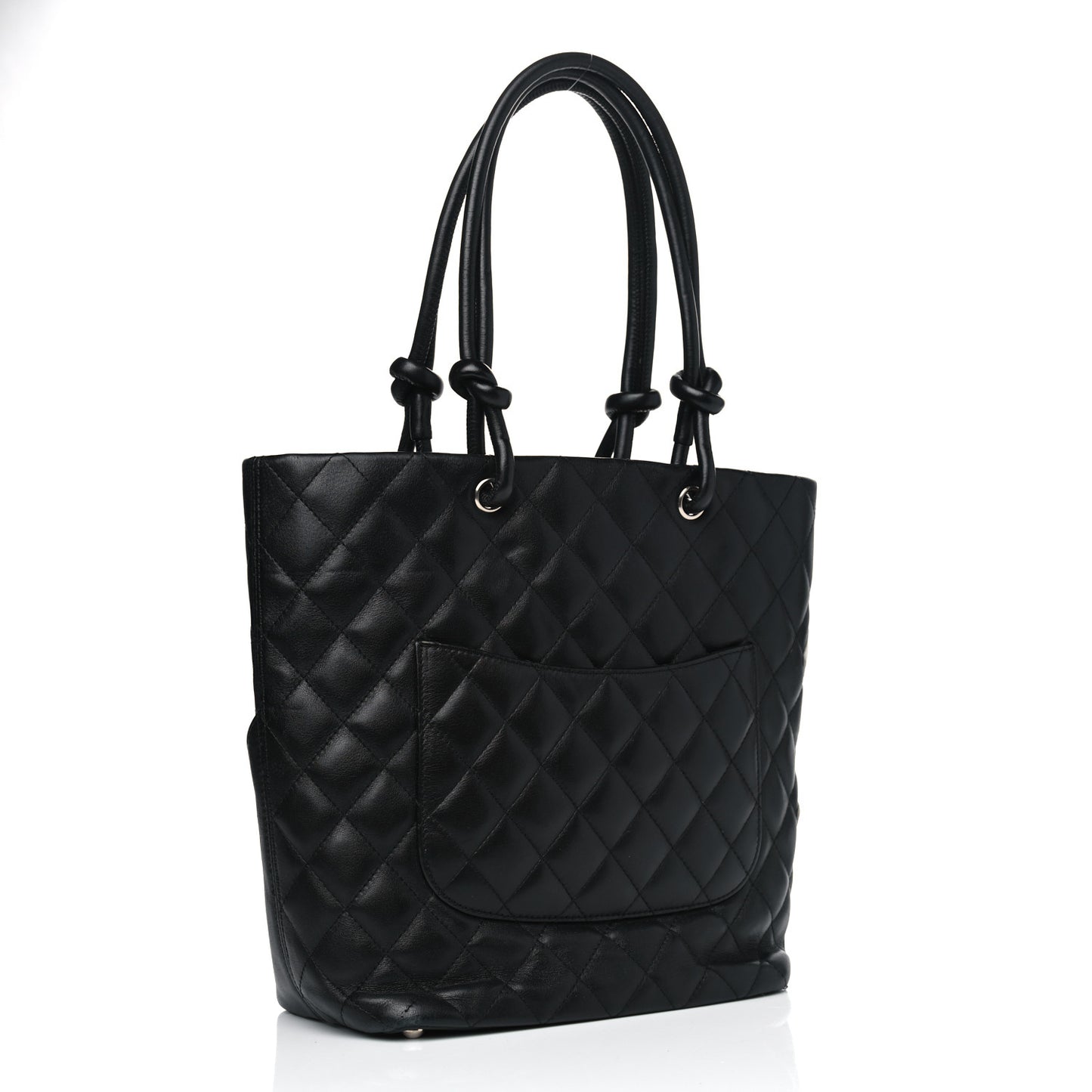 Calfskin Quilted Medium Cambon Tote Black White