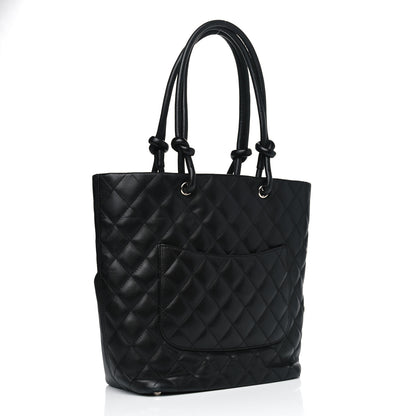 Chanel Calfskin Quilted Medium Cambon Tote Black White 2 of 8