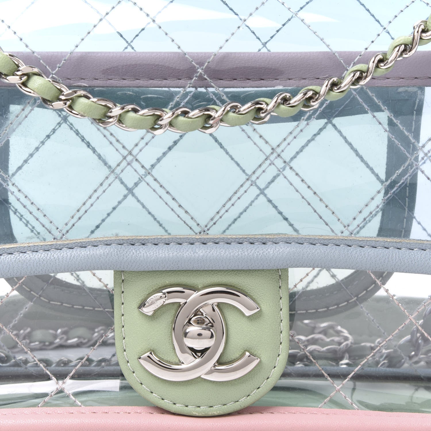 Chanel Lambskin PVC Quilted Medium Coco Splash Flap Blue Green 9 of 10