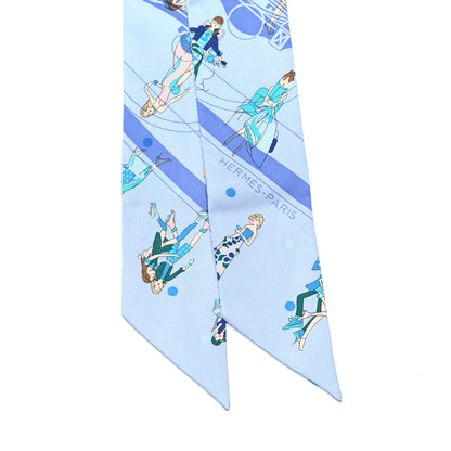 Hermes Silk Ex-Libris Les Parisiennes Twilly Ciel Turquoise Lavender 2 of 4