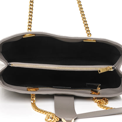 Saint Laurent Grain De Poudre Matelasse Chevron Monogram Shopping Bag Fog 5 of 7