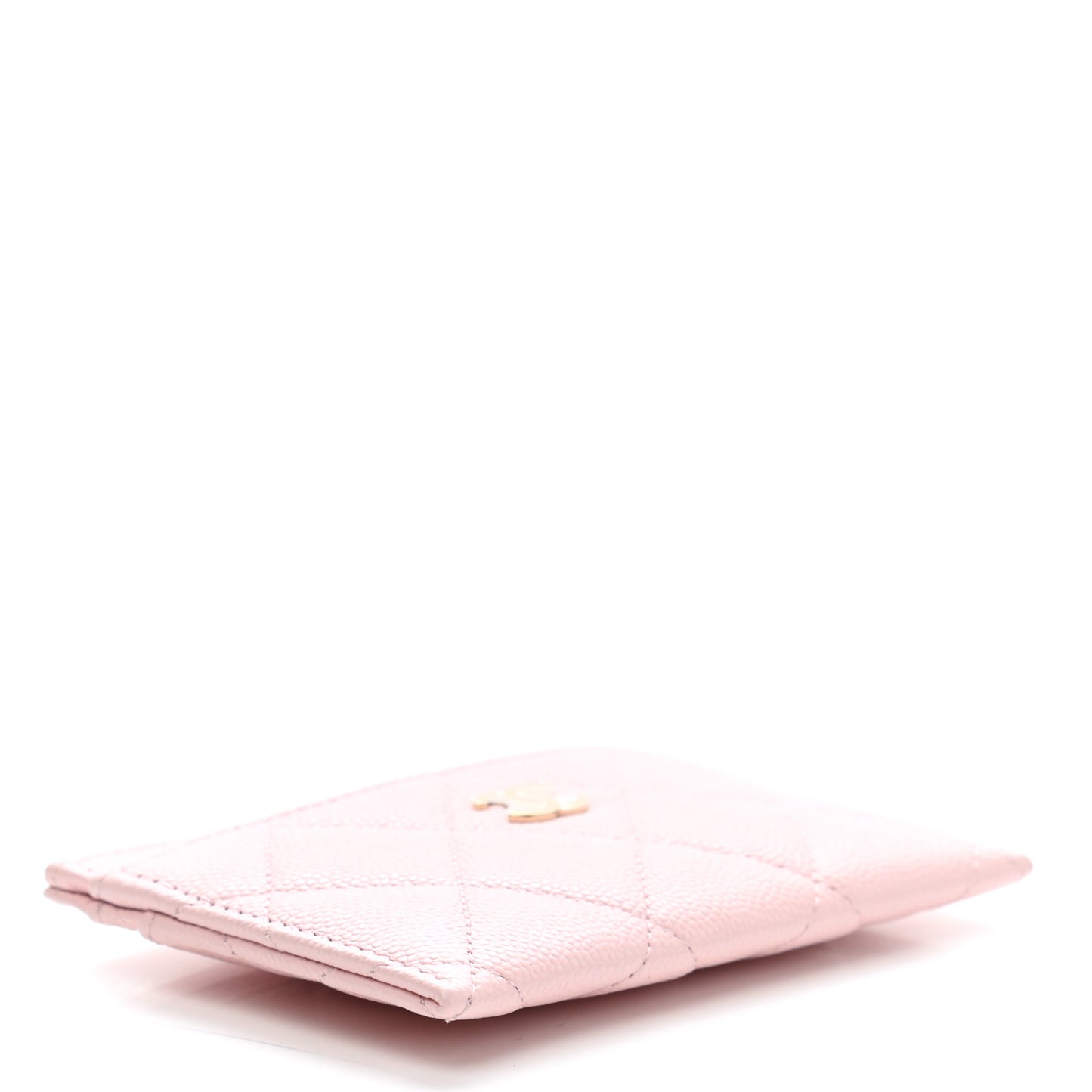 Caviar Quilted Card Holder Light Pink