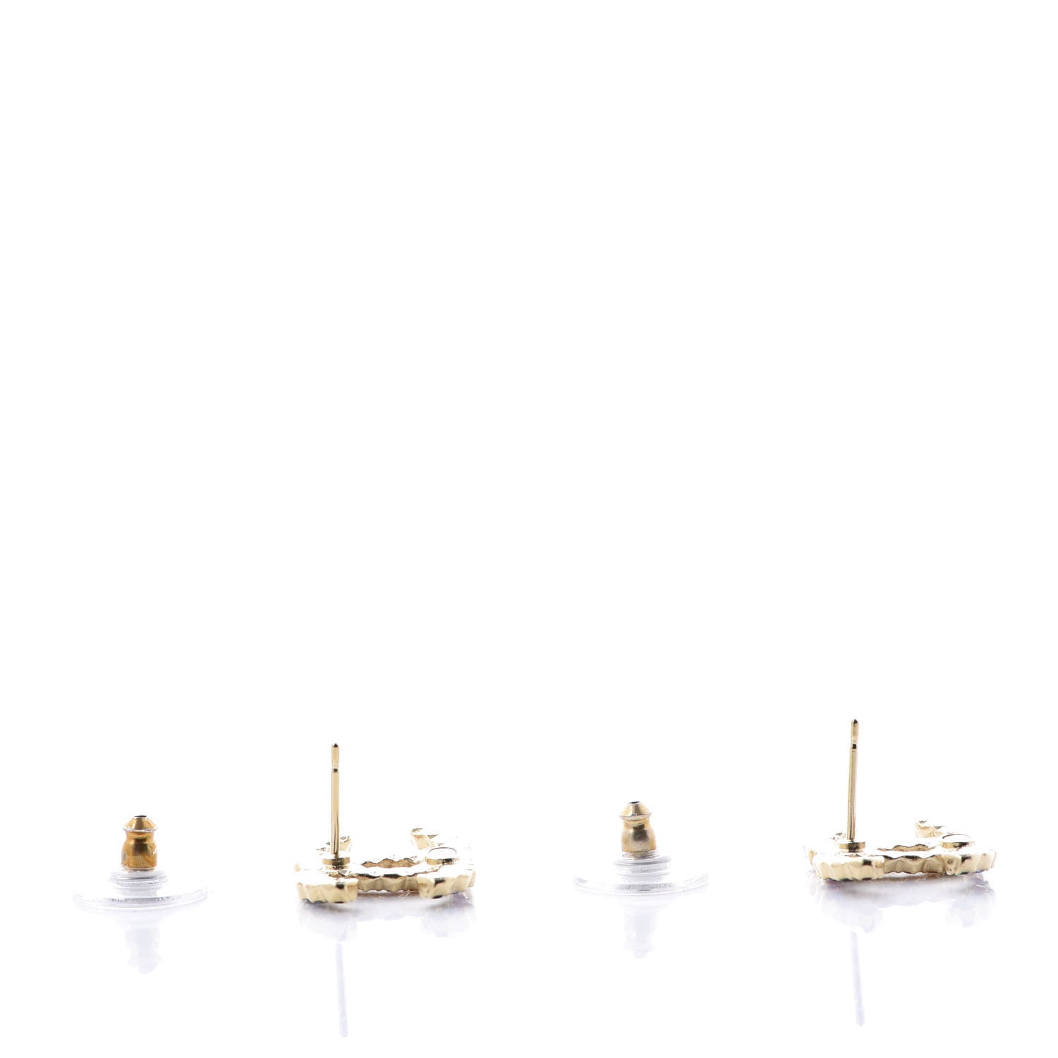 Chanel Crystal CC Stud Earrings Gold Multicolor 4 of 5