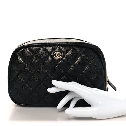 Chanel Caviar Quilted Medium Curvy Pouch Cosmetic Case Black 2 of 8