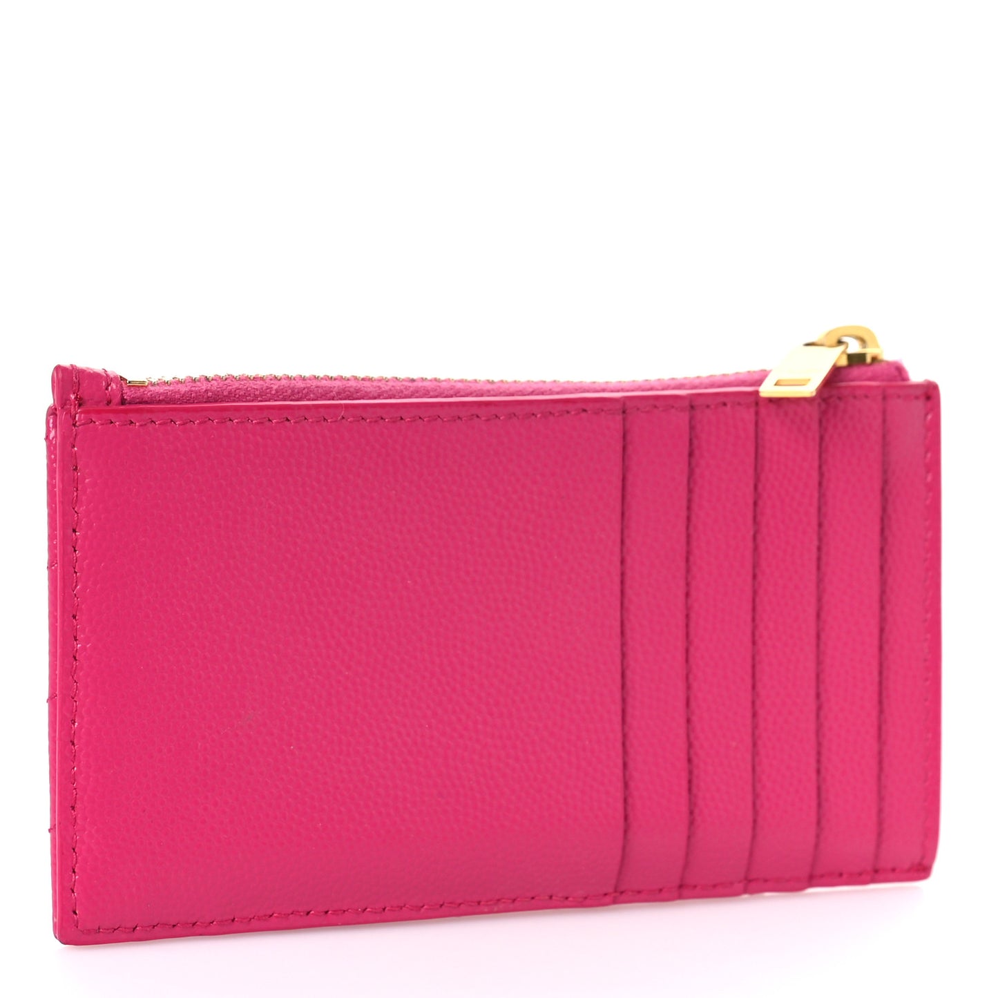 Grain De Poudre Matelasse Chevron Monogram Fragments Zippered Card Case Fuxia