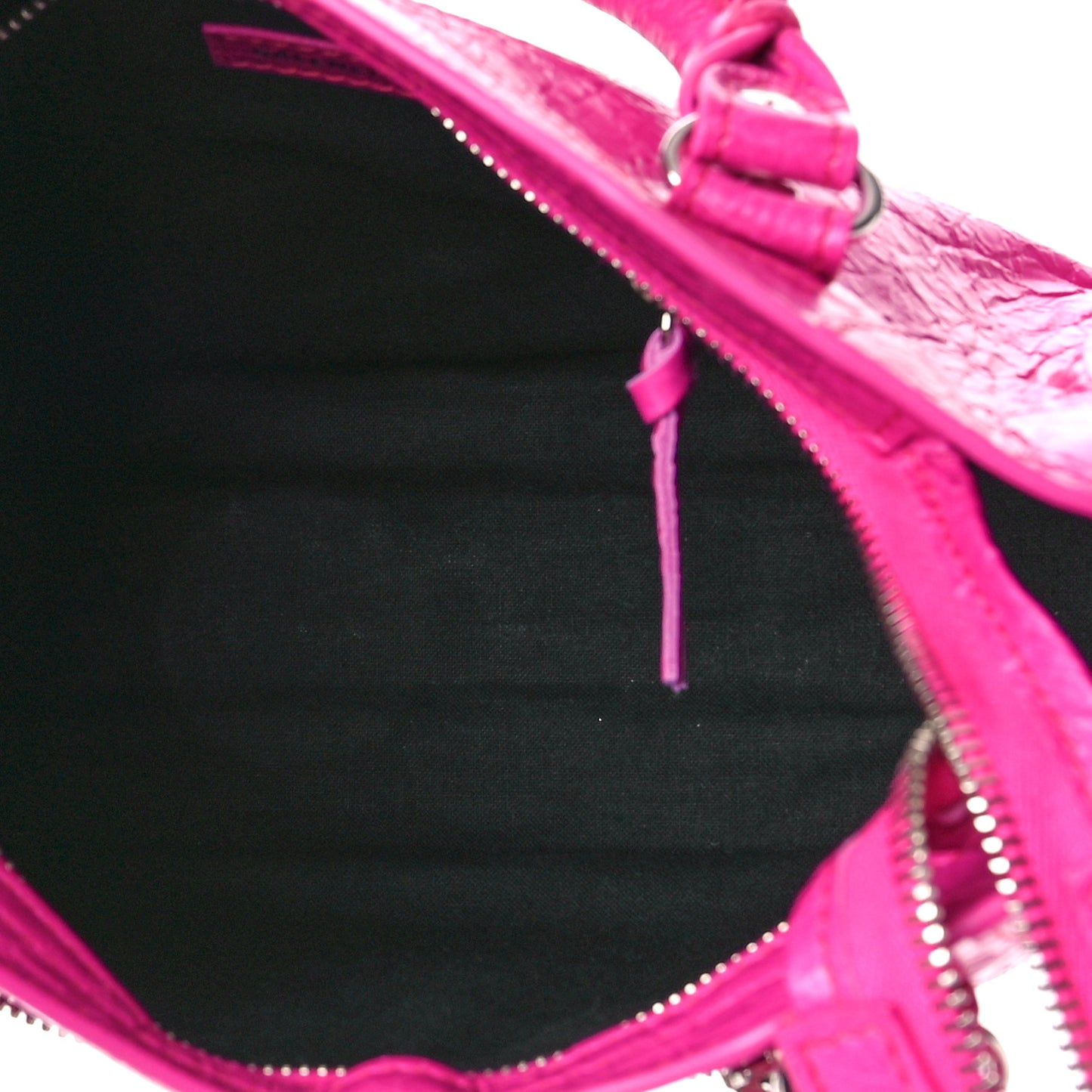 Agneau Classic Silver Hardware Mini City Fuchsia