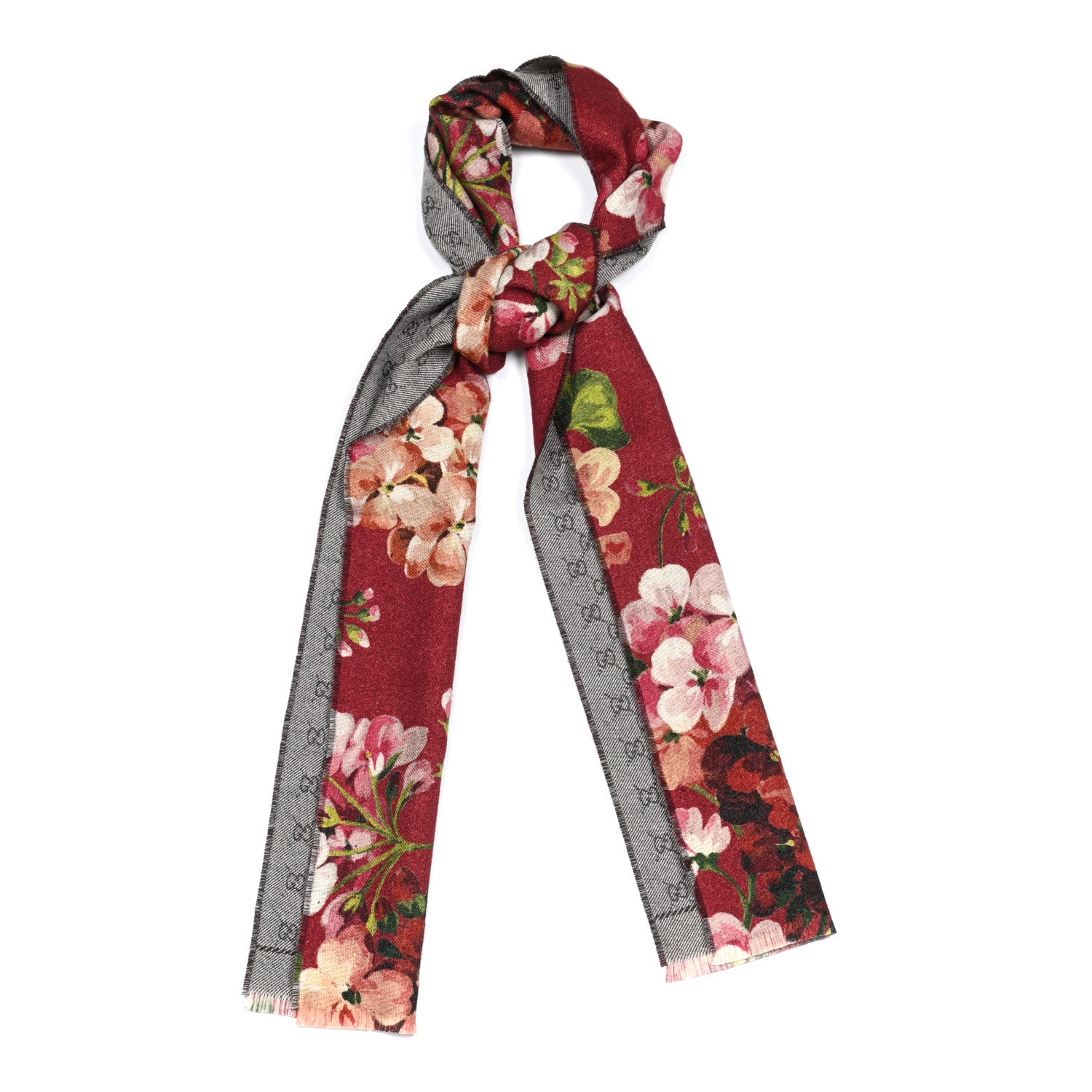 Gucci Wool GG Monogram Miniorophin Scarf Lacquer Pink 1 of 4