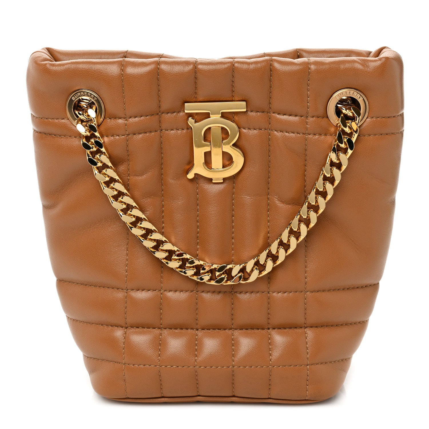 Burberry Lambskin Quilted Mini Lola Bucket Bag Maple Brown 1 of 8