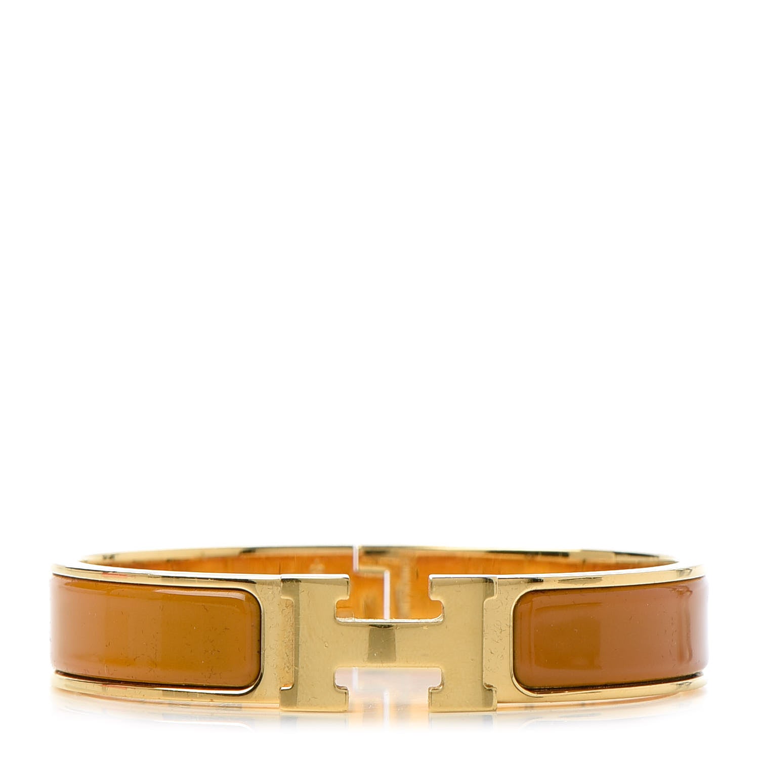 Hermes Enamel Narrow Clic Clac H Bracelet GM Jaune Madras 1 of 6