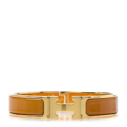 Hermes Enamel Narrow Clic Clac H Bracelet GM Jaune Madras 1 of 6