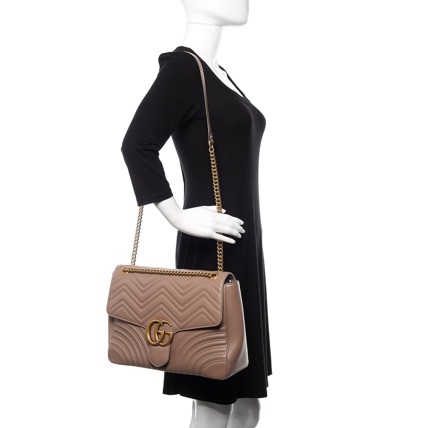 Calfskin Matelasse Large GG Marmont Shoulder Bag Porcelain Rose