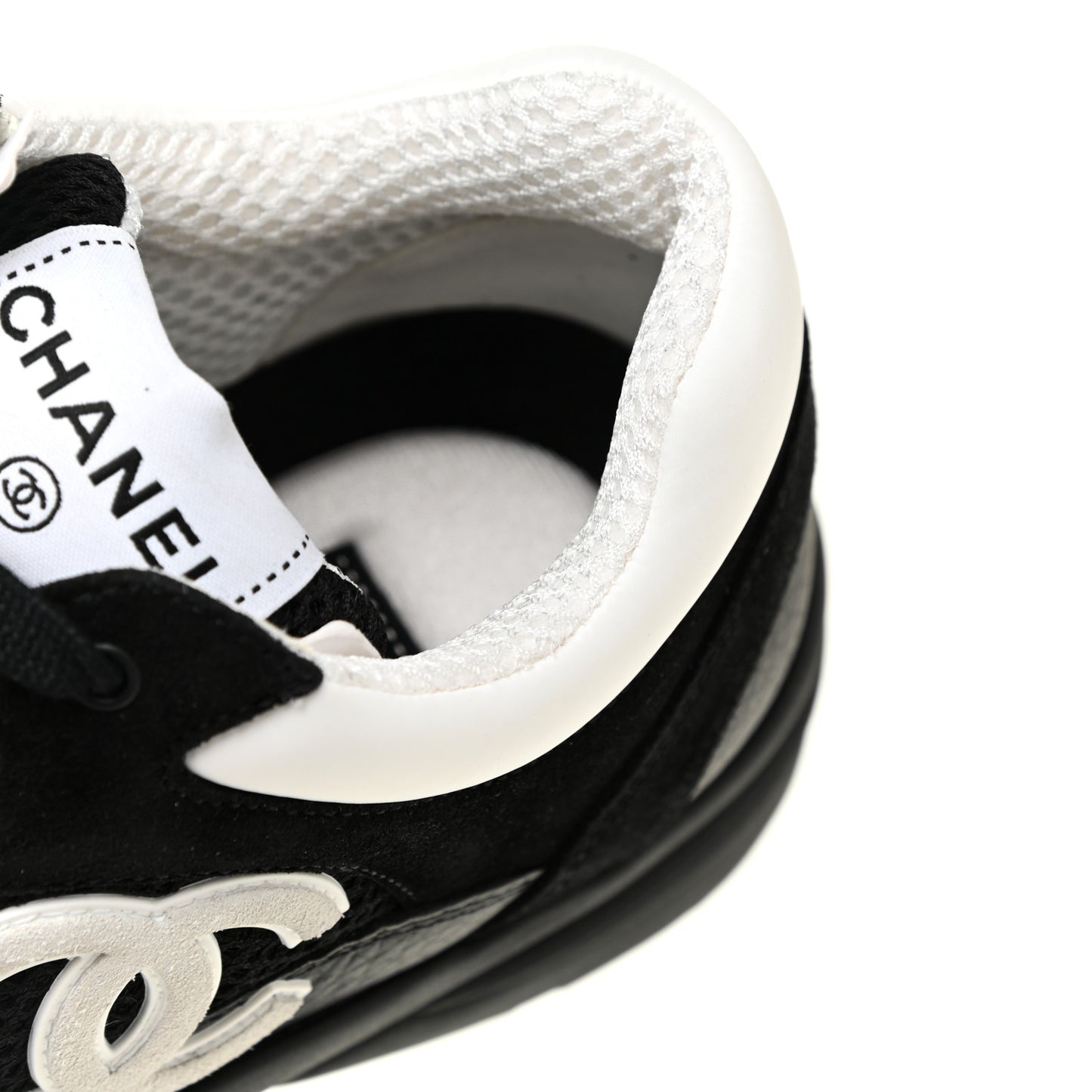 Fabric Calfskin Suede CC Sneakers 38 Black White