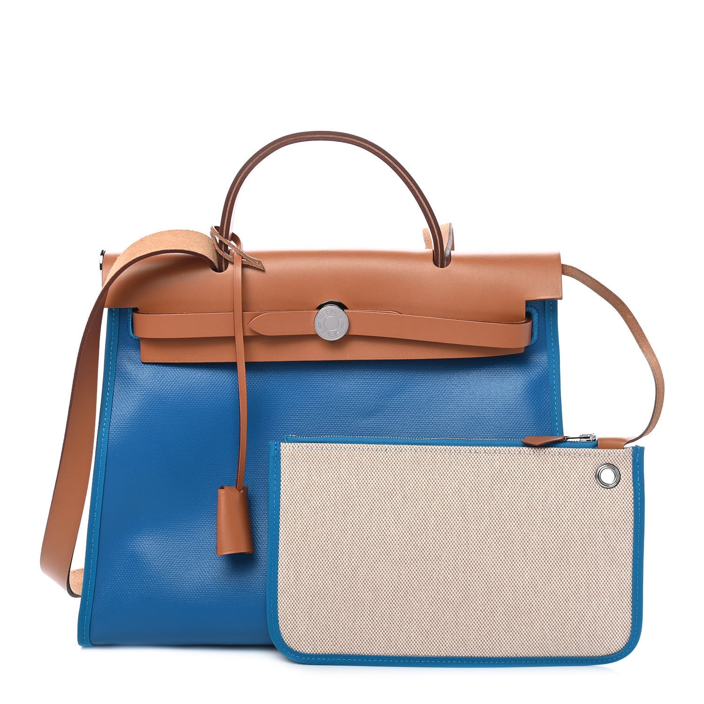 Toile H Berline Vache Hunter Herbag Zip 31 PM Bleu Zanzibar Natural