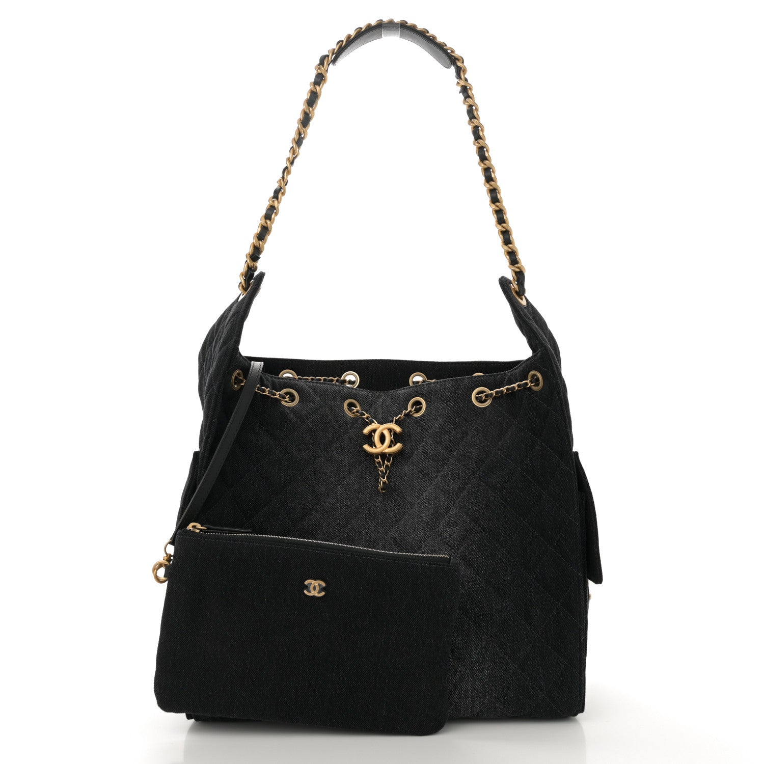 Chanel Washed Denim Quilted Medium Chanel 25 Handbag Black 3 of 11