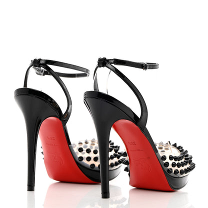 Christian Louboutin Nappa PVC Spiked St Jeannette 120 Peep Toe Pumps 35.5 Black 4 of 13