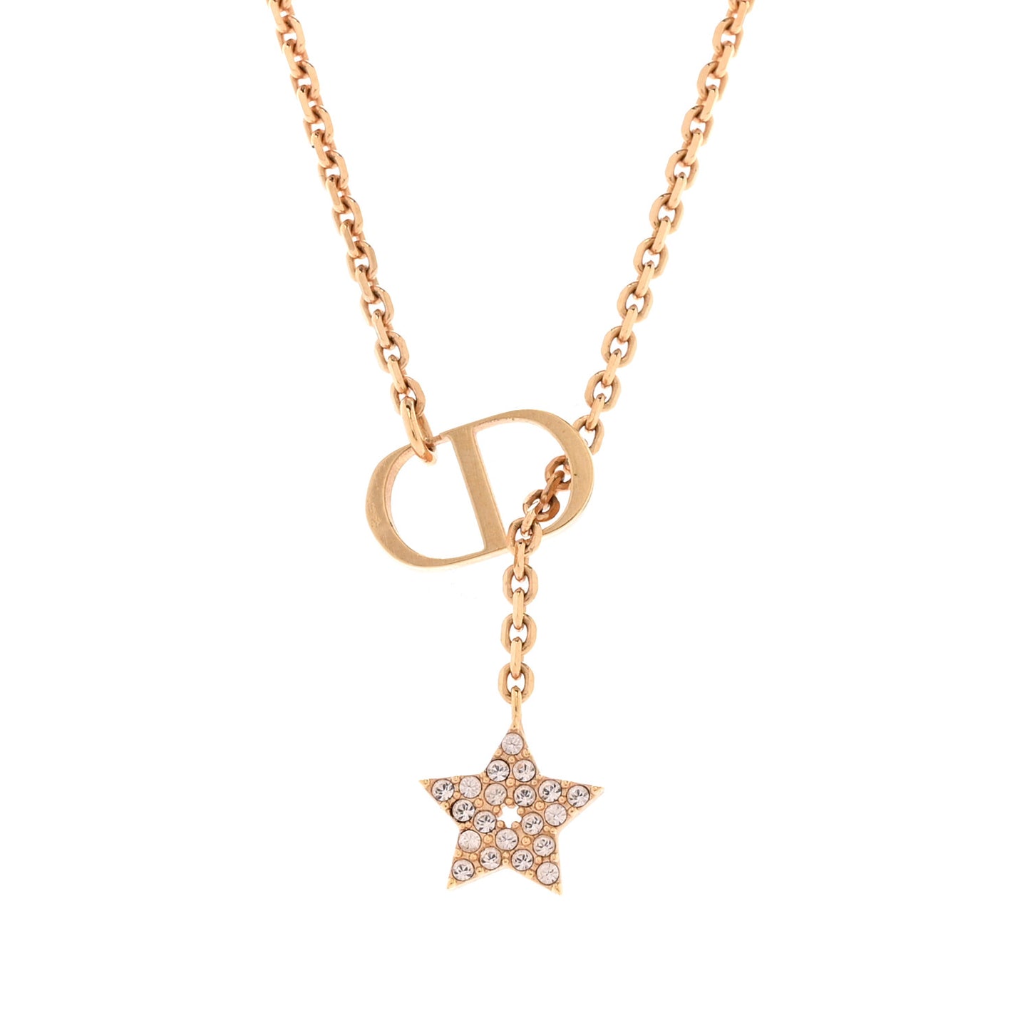 Metal Crystal Petit CD Necklace Rose Gold
